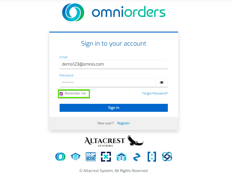 Opción Recuérdame en Inicio de Sesión