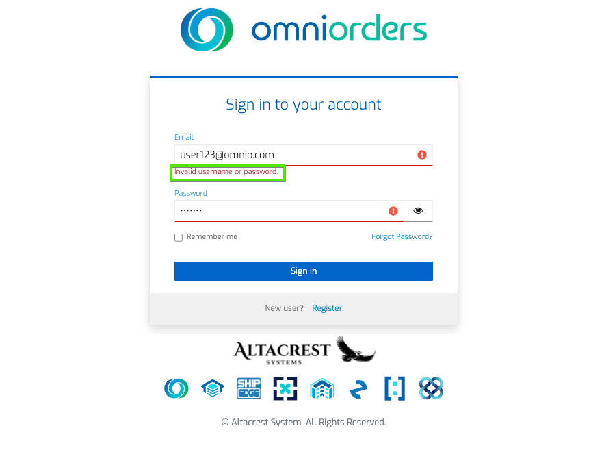 Mensaje de Error de Usuario