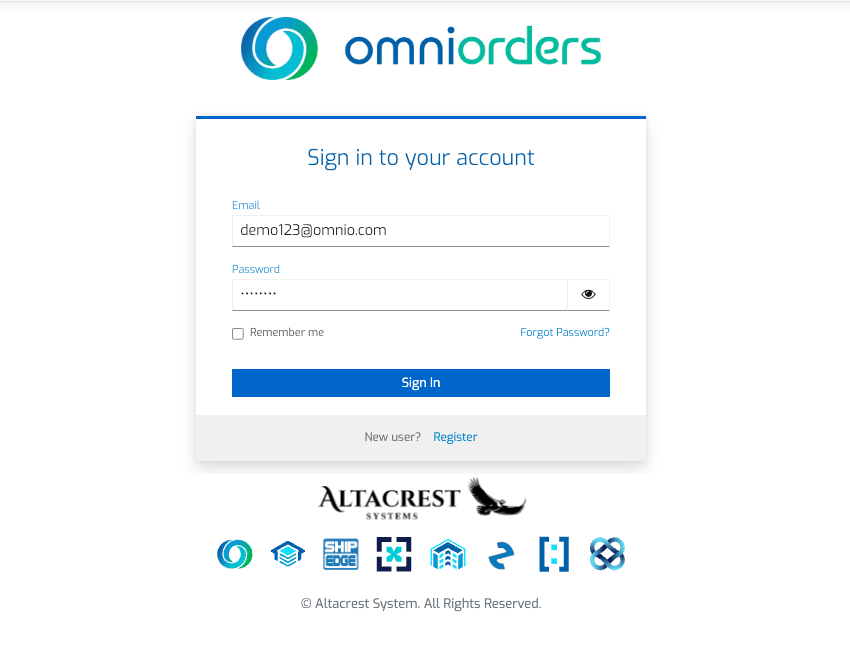 Página de Inicio de Sesión de OmniOrders