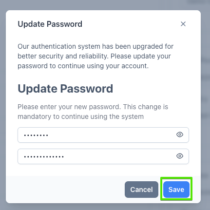 Save password changes